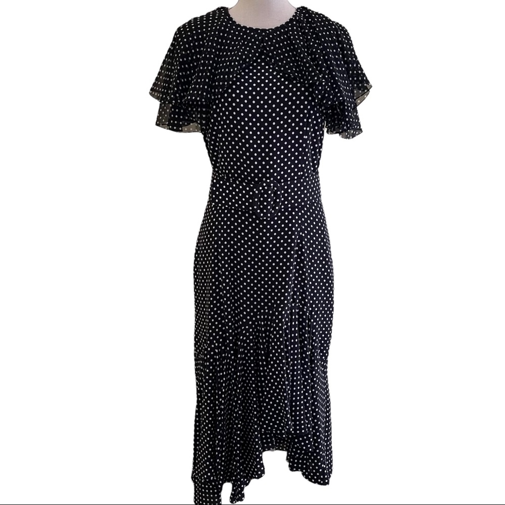 Michael Kors COLLECTION Black With White Polka Dots Silk Chiffon Dress NEW